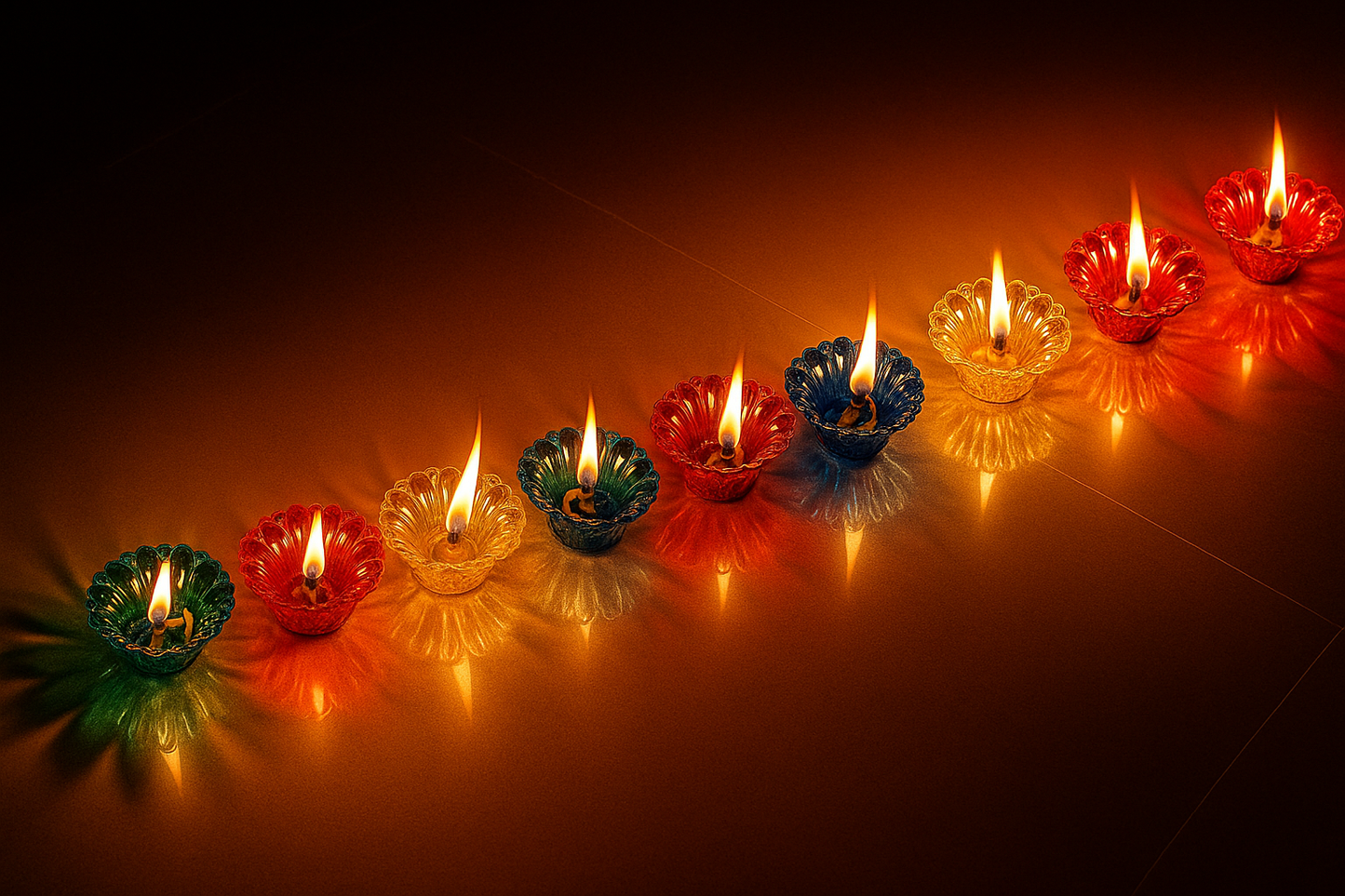 3D REFLECTIVE DIYA SET- FESTIVAL DIWALI DECOR