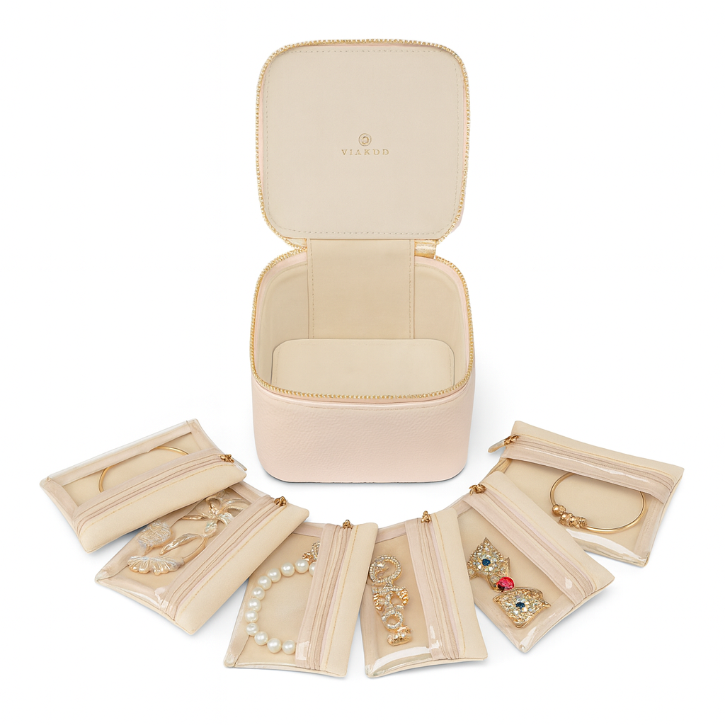Travel Jewellery Organizer with 6 Zipper Pouches