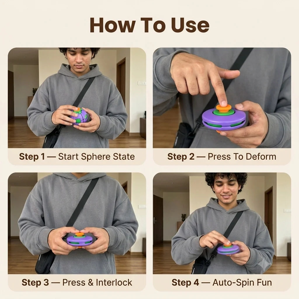 Spinzy™ - Fidget Toy | Push & Play Ball | 360° Motion