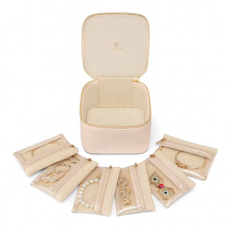 Portable Jewellery Organizer Bag with Zipper Pouches